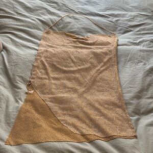 Gold Asymmetrical Wrap Mini Skirt Casual